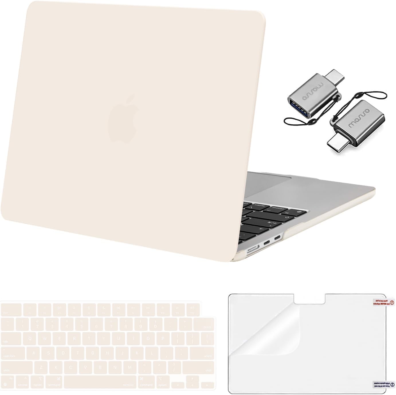 MOSISO Compatible with MacBook Air 13 inch Case M5 2026 M4 2025 M3 M2 2024-2022 A3449 A3240 A3113 A2681, Hard Shell&Keyboard Cover&Screen Film&Type C for MacBook Air 13.6 inch Case