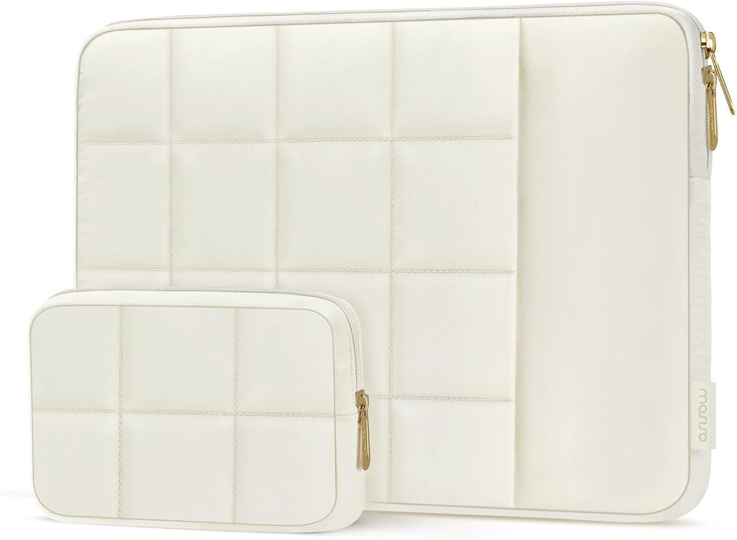 MOSISO Laptop Case 13.3-16 inch,13-13.3/14/16inch Puffy Laptop Sleeve, Compatible with MacBook ,HP Dell ASUS,Twelve Square Quilted Bag with Vertical Pocket&Small Case
