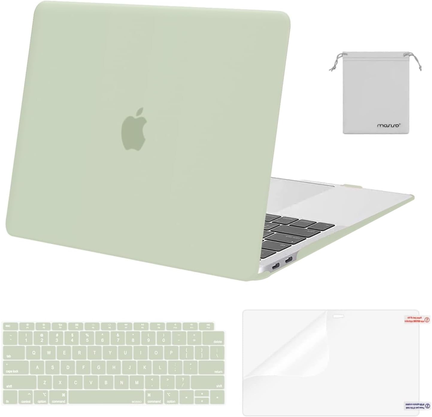MOSISO Compatible with MacBook Air 13 inch Case M1 Chip 2021-2018 Release A2337 A2179 A1932, Plastic Hard Shell&Keyboard Cover&Screen Film&Storage Bag for MacBook Air 13.3 inch Case, Crystal Midnight