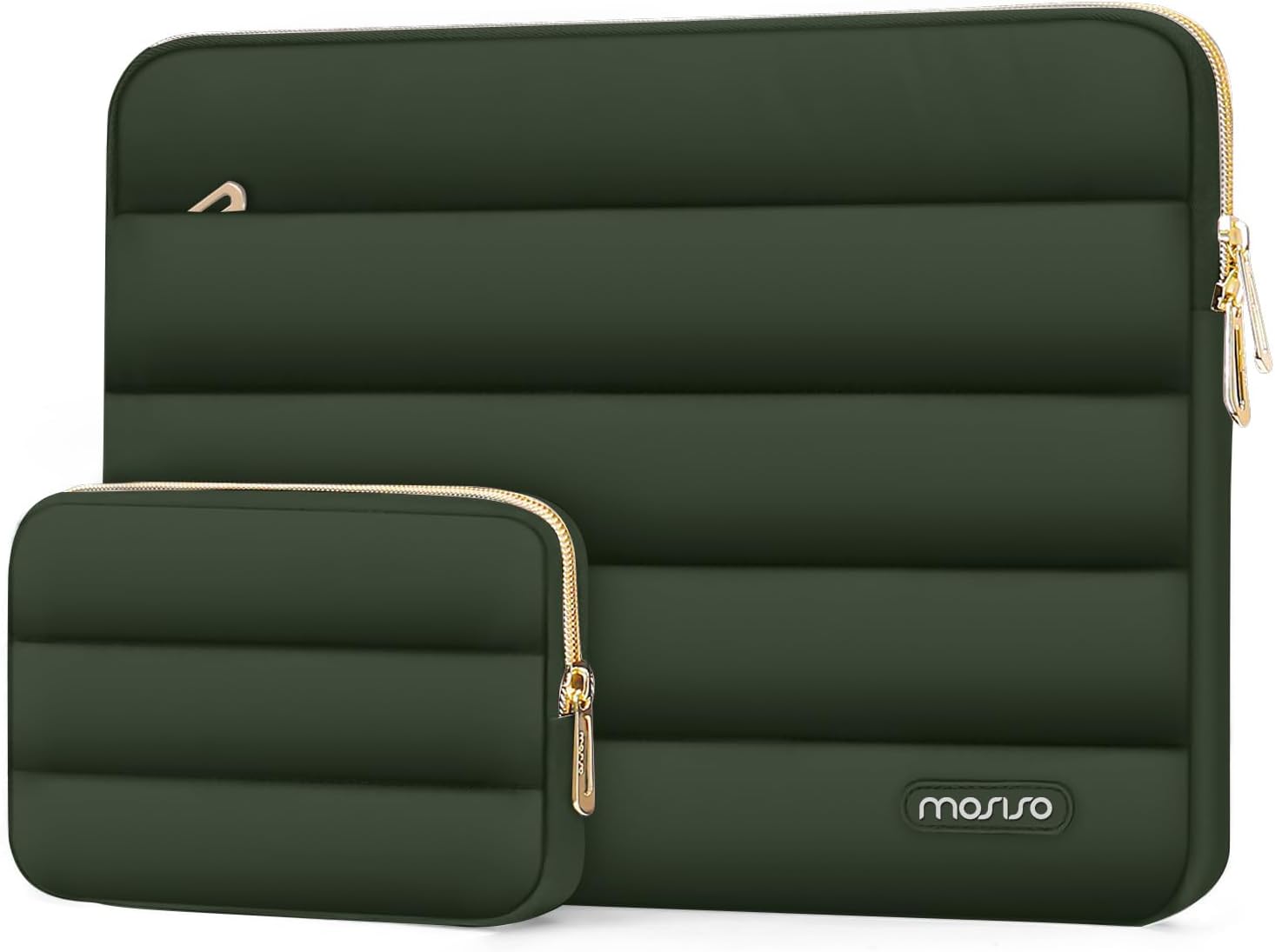 MOSISO Laptop Case 14 inch, 14 inch Puffy Laptop Sleeve Compatible with HP Lenovo Dell ASUS Acer, HP Stream, Dell Latitude, Lenovo IdeaPad, Polyester Horizontal Bag with Small Case, Antique Green mysite