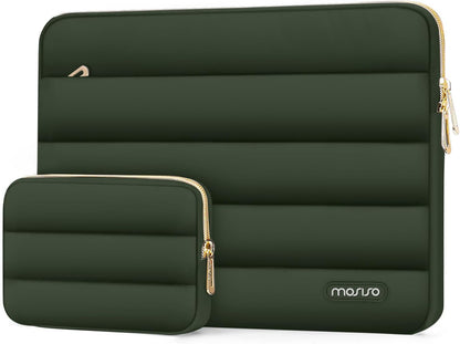 MOSISO Laptop Case 14 inch, 14 inch Puffy Laptop Sleeve Compatible with HP Lenovo Dell ASUS Acer, HP Stream, Dell Latitude, Lenovo IdeaPad, Polyester Horizontal Bag with Small Case, Antique Green mysite