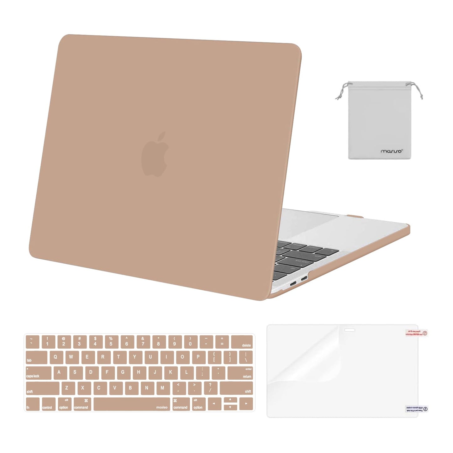 MOSISO Compatible with MacBook Pro 13 inch Case M2 2025, 2024, 2023, 2022-2016 A2338 M1 A2251 A2289 A2159 A1989 A1708 A1706, Plastic Hard Shell&Keyboard Cover&Screen Film&Storage Bag, Chalk Pink
