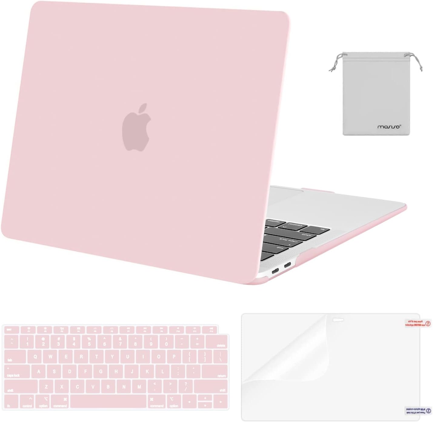 MOSISO Compatible with MacBook Air 13 inch Case M1 Chip 2021-2018 Release A2337 A2179 A1932, Plastic Hard Shell&Keyboard Cover&Screen Film&Storage Bag for MacBook Air 13.3 inch Case, Crystal Midnight