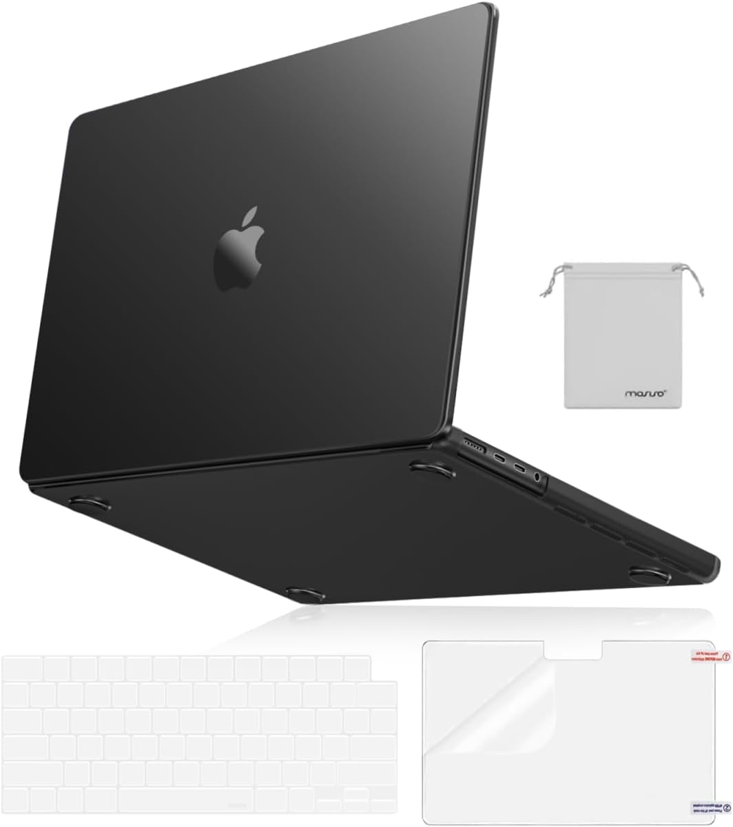 MOSISO Compatible with MacBook Pro 14 inch Case 2025-2021 M4 M3 M2 M1 A3112 A3185 A3401 A2918 A2992 A2779 A2442, Ultra-Thin Natural Original Hard Case&Keyboard Skin&Screen Film&Pouch,Space Black Clear