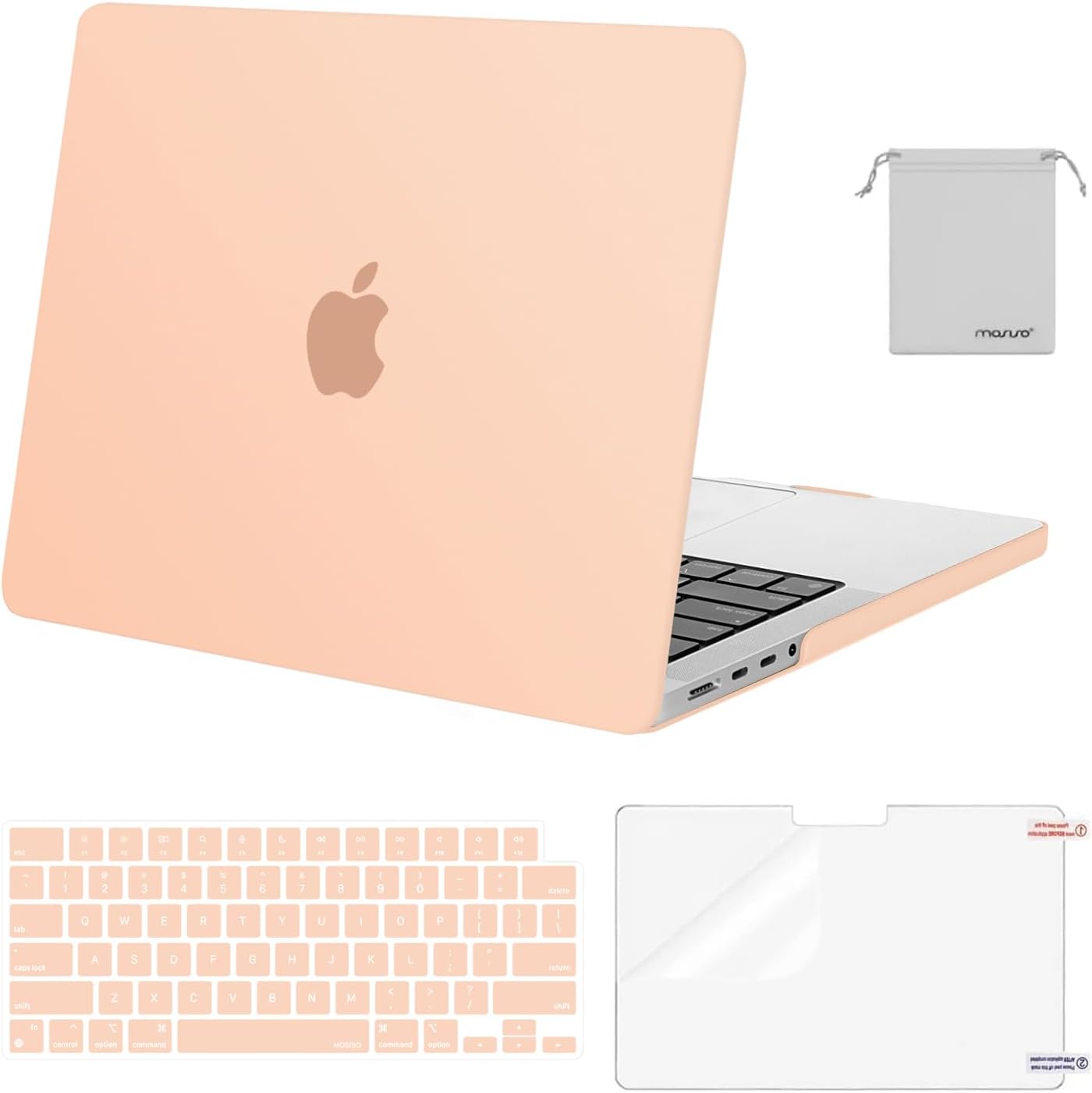 MOSISO Compatible with MacBook Pro 14 inch Case 2025 2024 2023 2022 2021 M4 M3 M2 M1 A3112 A3185 A3401 A2918 A2992 A2779 A2442, Plastic Hard Shell&Keyboard Cover&Screen Film&Pouch, Transparent