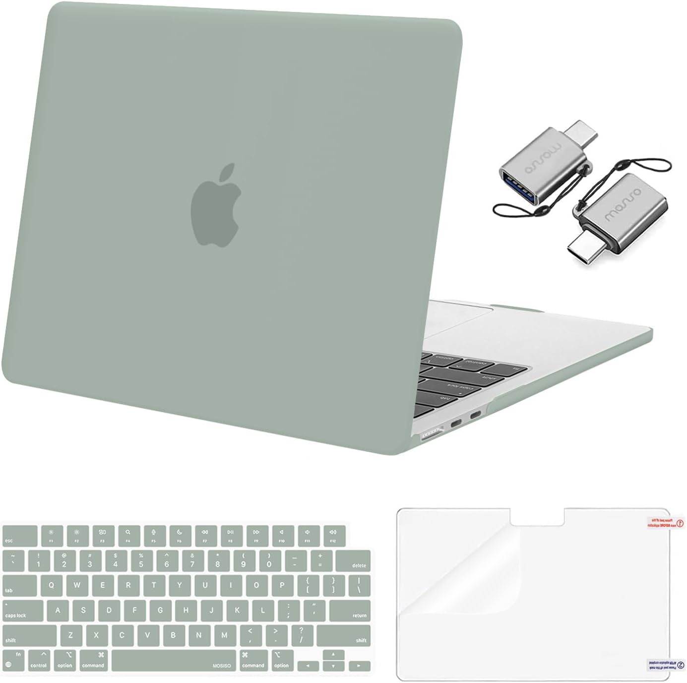 MOSISO Compatible with MacBook Air 13 inch Case M5 2026 M4 2025 M3 M2 2024-2022 A3449 A3240 A3113 A2681, Hard Shell&Keyboard Cover&Screen Film&Type C for MacBook Air 13.6 inch Case