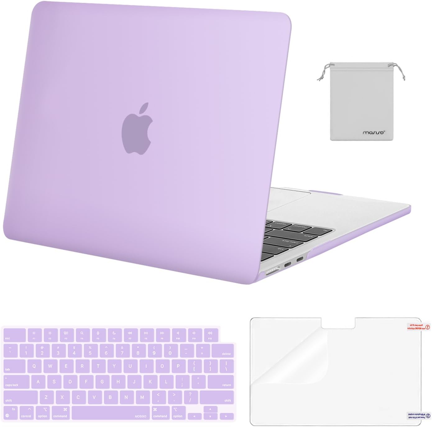 MOSISO Compatible with MacBook Air 13 inch Case M5 2026 M4 2025 M3 M2 2024-2022 A3449 A3240 A3113 A2681,Hard Shell&Keyboard Cover&Screen Film&Pouch for MacBook Air 13.6 inch Case, Crystal Clear