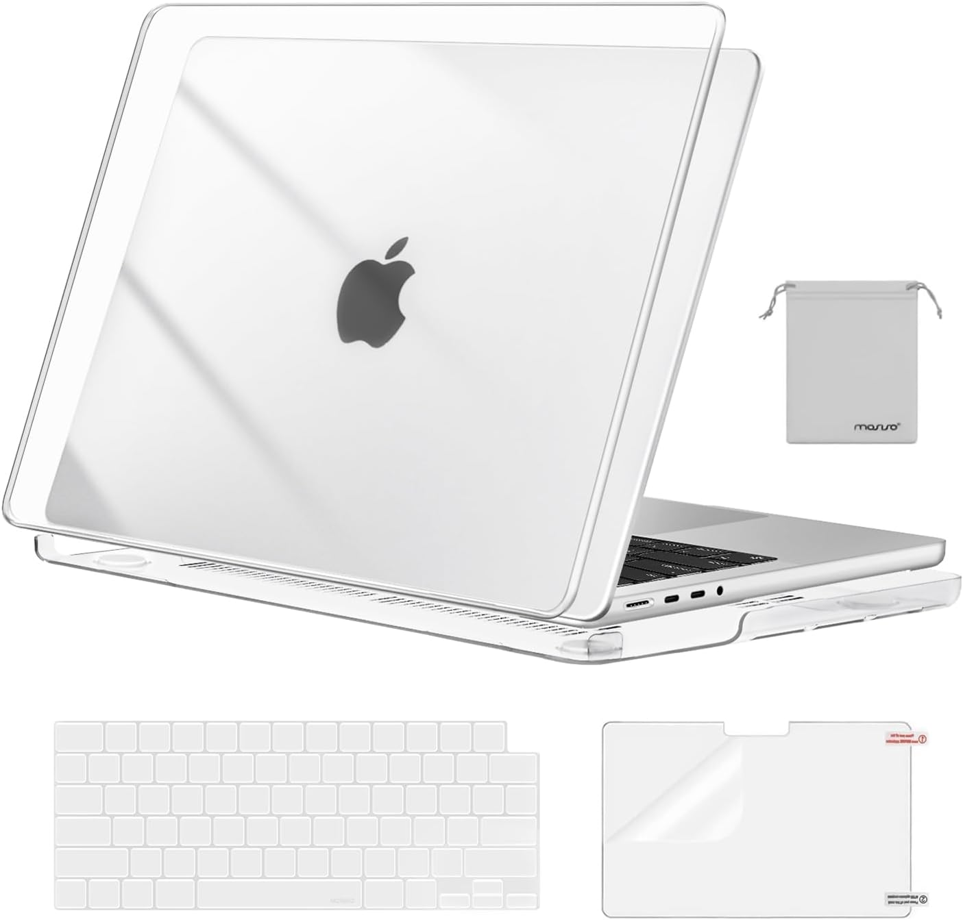 MOSISO Compatible with MacBook Pro 14 inch Case M5 2026 M4 2025 M3 M2 M1 2024-2021 A3427 A3426 A3434 A3112 A3185 A3401 A2918 A2992 A2779 A2442,Hard Case&Keyboard Skin&ScreenFilm&Pouch, Rose Quartz