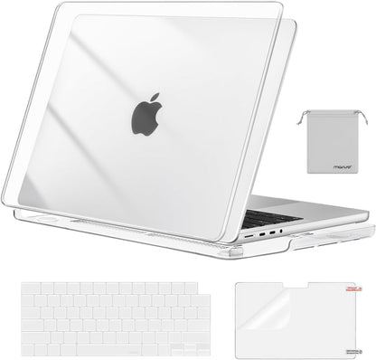 MOSISO Compatible with MacBook Pro 14 inch Case M5 2026 M4 2025 M3 M2 M1 2024-2021 A3427 A3426 A3434 A3112 A3185 A3401 A2918 A2992 A2779 A2442,Hard Case&Keyboard Skin&ScreenFilm&Pouch, Rose Quartz
