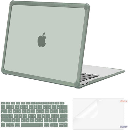 MOSISO Compatible with MacBook Air 13 inch Case 2022-2018 Release A2337 M1 A2179 A1932, Anti-Cracking Heavy Duty Plastic Hard Shell Case with TPU Bumper&Keyboard Cover&Screen Film