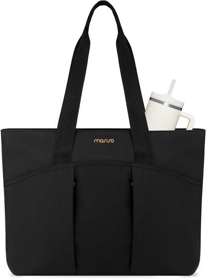 MOSISO Canvas Beach Tote Bags, Large Capacity Canvas Laptop Tote Bag