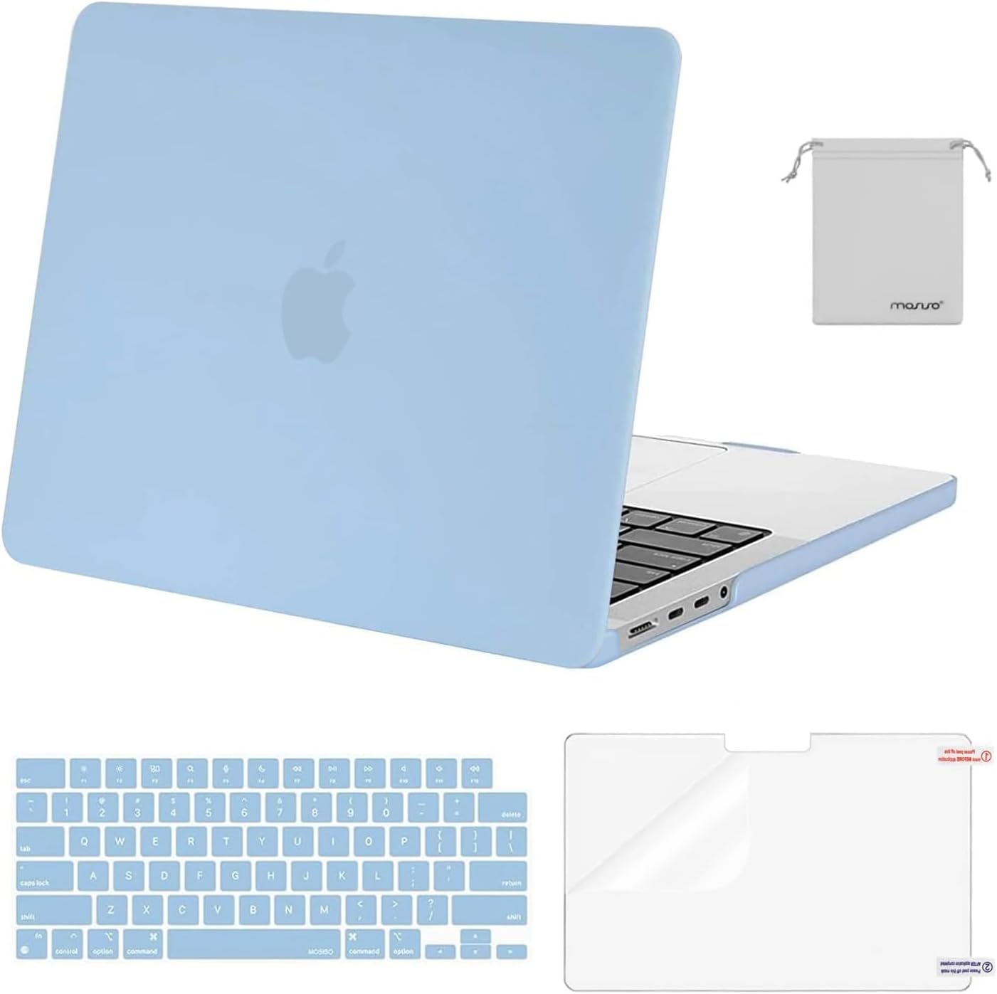 MOSISO Compatible with MacBook Pro 14 inch Case 2025 2024 2023 2022 2021 M4 M3 M2 M1 A3112 A3185 A3401 A2918 A2992 A2779 A2442, Plastic Hard Shell&Keyboard Cover&Screen Film&Pouch, Transparent