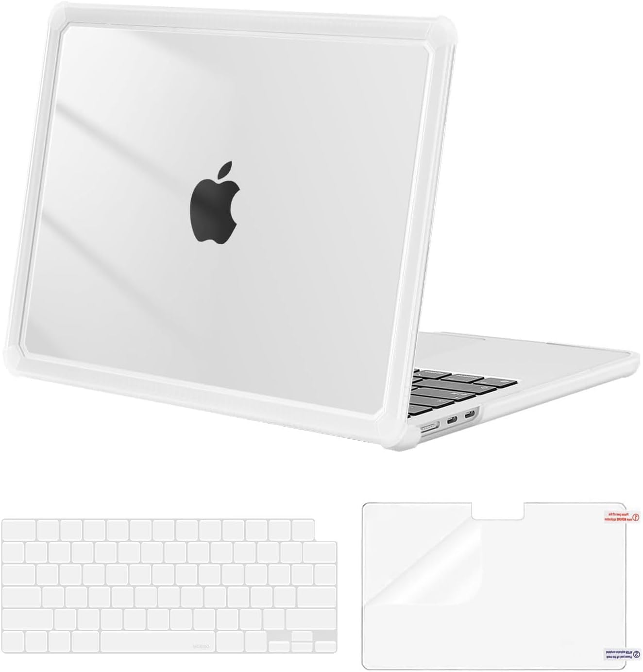 MOSISO Compatible with MacBook Air 13 inch Case M5 2026 M4 2025 M3 M2 2024-2022 A3449 A3240 A3113 A2681,3 in 1 Kit Crack-Resistant Heavy Duty Protective Plastic Hard Case with TPU Bumper, Pink