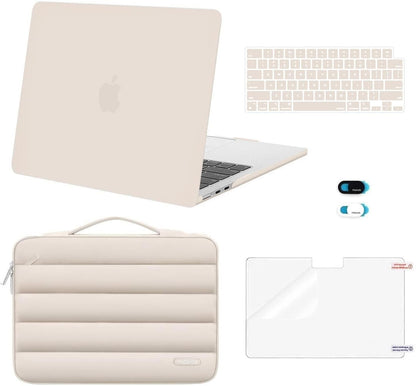 MOSISO Compatible with MacBook Air 13 inch Case M5 2026 M4 2025 M3 M2 2024-2022 A3449 A3240 A3113 A2681, Hard Case&Puffy Bag&Keyboard Cover&Webcam Cover&ScreenFilm for MacBook Air 13.6, Antique Green