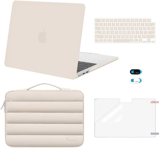 MOSISO Compatible with MacBook Air 13 inch Case M5 2026 M4 2025 M3 M2 2024-2022 A3449 A3240 A3113 A2681, Hard Case&Puffy Bag&Keyboard Cover&Webcam Cover&ScreenFilm for MacBook Air 13.6, Antique Green