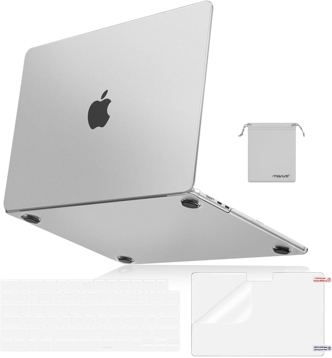 MOSISO for MacBook Air 15 inch Case M5 2026 M4 M3 M2 2025-2023 A3448 A3241 A3114 A2941, 4 in 1 Kit Seamlessly Closes Anti-Fingerprints Matte Hard Shell,Great for Business Travel Study, Sky Blue Clear