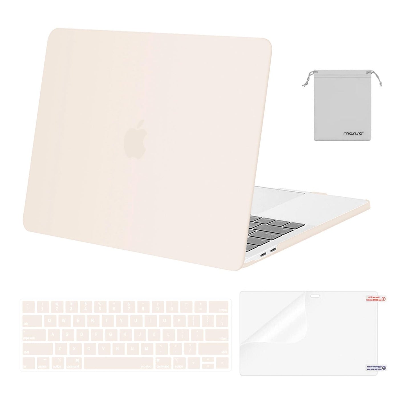 MOSISO Compatible with MacBook Pro 13 inch Case M2 2025, 2024, 2023, 2022-2016 A2338 M1 A2251 A2289 A2159 A1989 A1708 A1706, Plastic Hard Shell&Keyboard Cover&Screen Film&Storage Bag, Chalk Pink