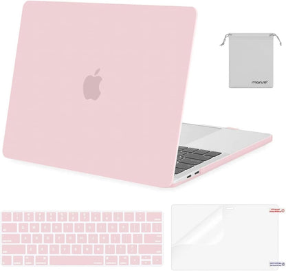 MOSISO Compatible with MacBook Pro 13 inch Case M2 2025, 2024, 2023, 2022-2016 A2338 M1 A2251 A2289 A2159 A1989 A1708 A1706, Plastic Hard Shell&Keyboard Cover&Screen Film&Storage Bag, Rose Quartz iMosiso