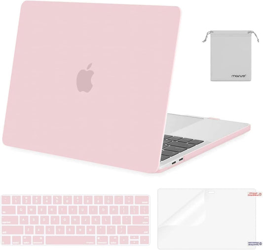 MOSISO Compatible with MacBook Pro 13 inch Case M2 2025, 2024, 2023, 2022-2016 A2338 M1 A2251 A2289 A2159 A1989 A1708 A1706, Plastic Hard Shell&Keyboard Cover&Screen Film&Storage Bag, Rose Quartz iMosiso