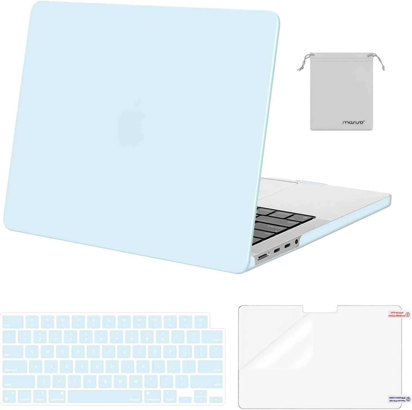 MOSISO Compatible with MacBook Pro 14 inch Case M5 2026 M4 2025 M3 M2 M1 2024-2021 A3427 A3426 A3434 A3112 A3185 A3401 A2918 A2992 A2779 A2442,Hard Case&Keyboard Skin&ScreenFilm&Pouch, Rose Quartz