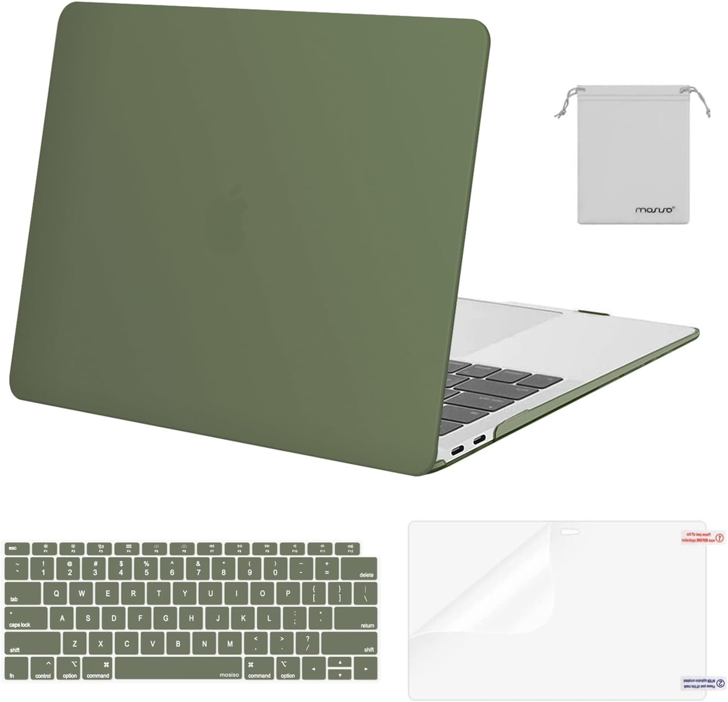 MOSISO Compatible with MacBook Air 13 inch Case M1 Chip 2021-2018 Release A2337 A2179 A1932, Plastic Hard Shell&Keyboard Cover&Screen Film&Storage Bag for MacBook Air 13.3 inch Case, Crystal Midnight