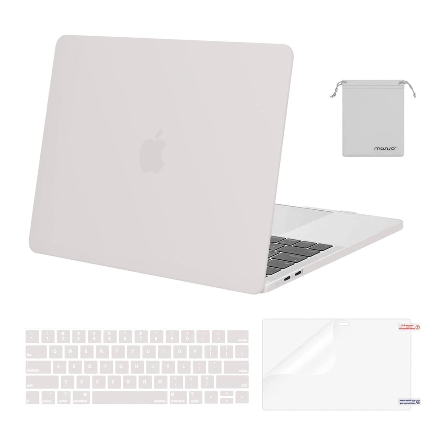 MOSISO Compatible with MacBook Pro 13 inch Case M2 2025, 2024, 2023, 2022-2016 A2338 M1 A2251 A2289 A2159 A1989 A1708 A1706, Plastic Hard Shell&Keyboard Cover&Screen Film&Storage Bag, Chalk Pink