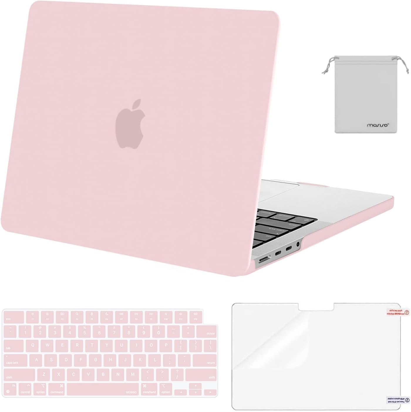 MOSISO Compatible with MacBook Pro 14 inch Case 2025 2024 2023 2022 2021 M4 M3 M2 M1 A3112 A3185 A3401 A2918 A2992 A2779 A2442, Plastic Hard Shell&Keyboard Cover&Screen Film&Pouch, Transparent