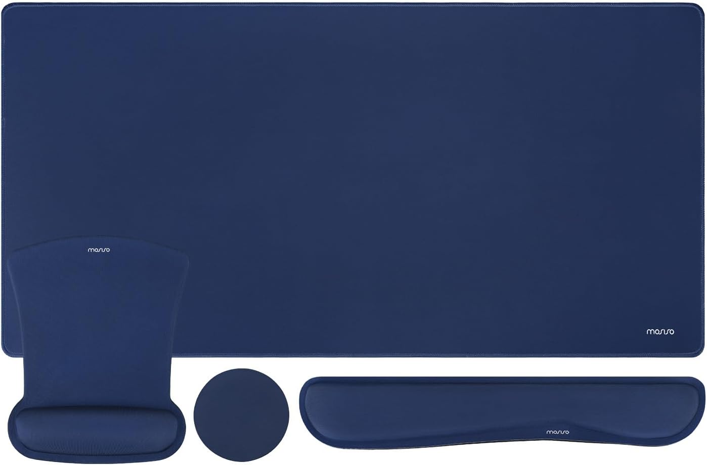 MOSISO Keyboard Mouse Pad Set, Large Gaming Mousepad&Keyboard Wrist Rest&Mouse Wrist Rest&Coaster, Ergonomic Non-Slip Mousepad&Easy Typing Cushion with Memory Foam for Home Office