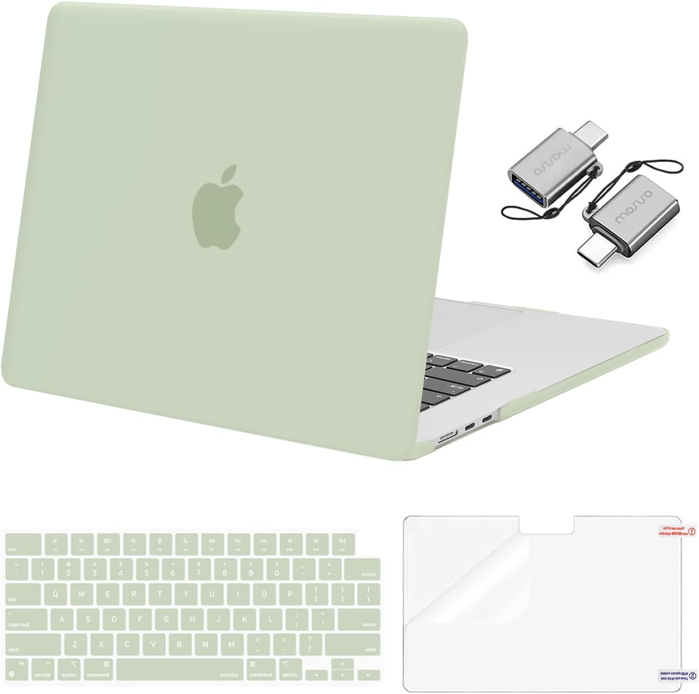 MOSISO Compatible with MacBook Air 15 inch Case M5 2026 M4 2025 M3 M2 2024 2023 A3448 A3241 A3114 A2941, Hard Shell&Keyboard Cover&Screen Film&Type C, Great for Study Travel Work, Crystal Clear