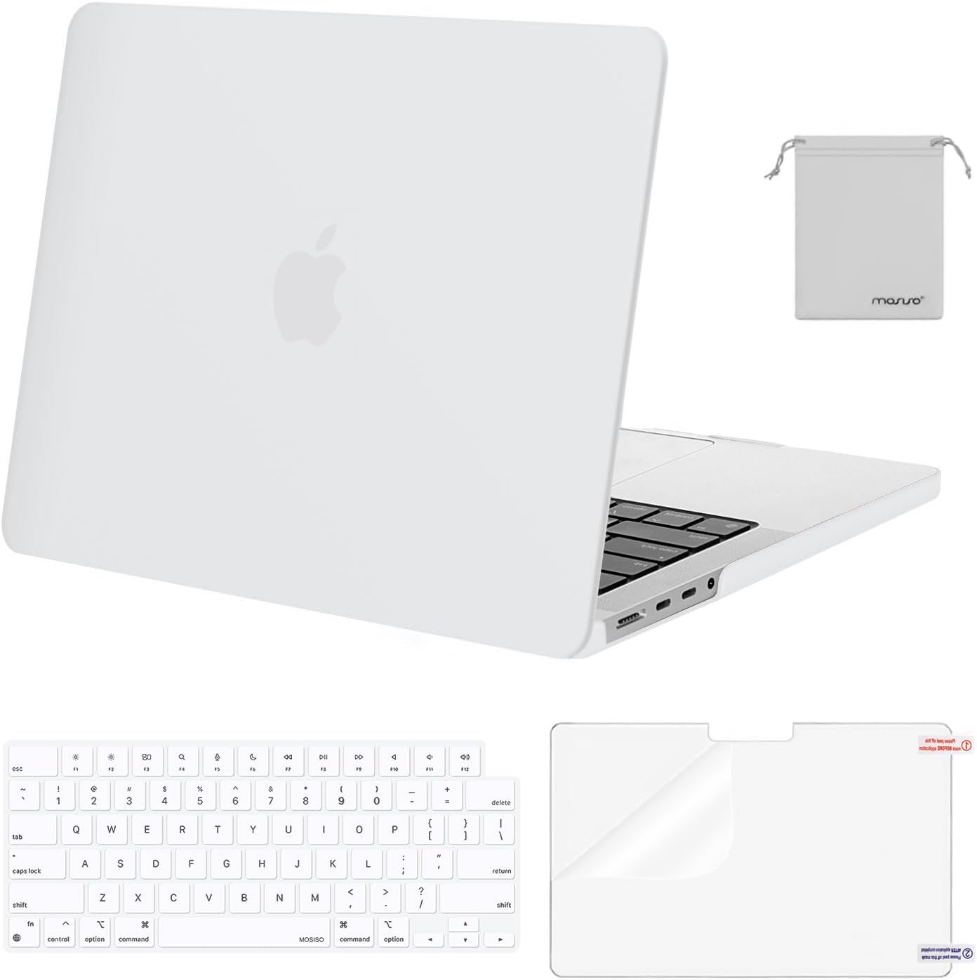 MOSISO Compatible with MacBook Pro 14 inch Case 2025 2024 2023 2022 2021 M4 M3 M2 M1 A3112 A3185 A3401 A2918 A2992 A2779 A2442, Plastic Hard Shell&Keyboard Cover&Screen Film&Pouch, Transparent