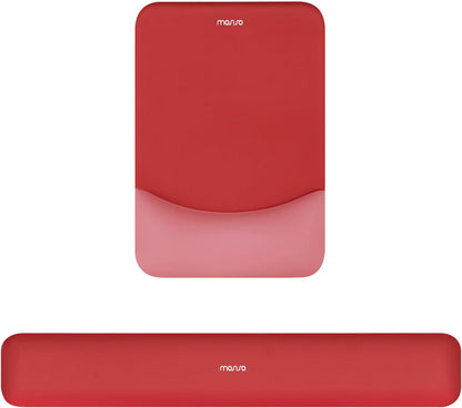 MOSISO Wrist Rest Support Mouse Pad & Keyboard Set, Slate Gray Rectangular Ergonomic Mousepad, Non-Slip Base, Home/Office Pain Relief & Easy Typing, Neoprene Cloth & Raised Silicone Lining