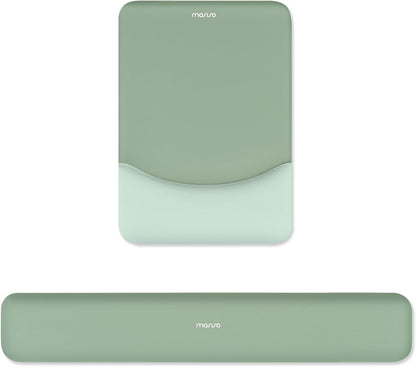 MOSISO Wrist Rest Support Mouse Pad & Keyboard Set, Slate Gray Rectangular Ergonomic Mousepad, Non-Slip Base, Home/Office Pain Relief & Easy Typing, Neoprene Cloth & Raised Silicone Lining