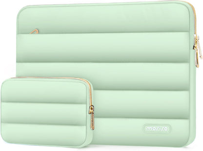 MOSISO Laptop Case 14 inch, 14 inch Puffy Laptop Sleeve Compatible with HP Lenovo Dell ASUS Acer, HP Stream, Dell Latitude, Lenovo IdeaPad, Polyester Horizontal Bag with Small Case, Antique Green mysite