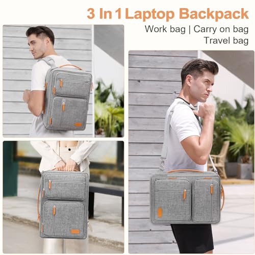MOSISO Laptop Backpack for Men Women, 15.6-16 inch Laptop Bag, Carry On Daypack for Travel Work, 3 in 1 Flight Approved Computer Travel Backpack with USB Charging Port & Toiletry Bag, Gray iMosiso