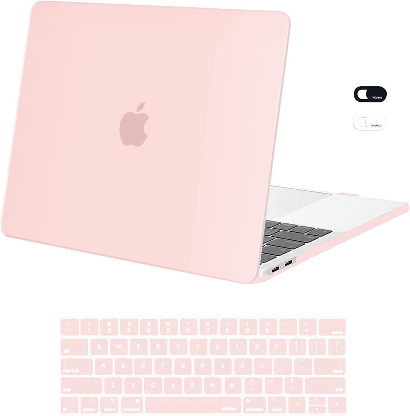 MOSISO Compatible with MacBook Pro 13 inch Case M2 2026, 2025, 2024-2016 A2338 M1 A2251 A2289 A2159 A1989 A1708 A1706,Plastic Hard Case&Keyboard Skin&Webcam Cover for MacBook Pro 13.3, Rose Quartz