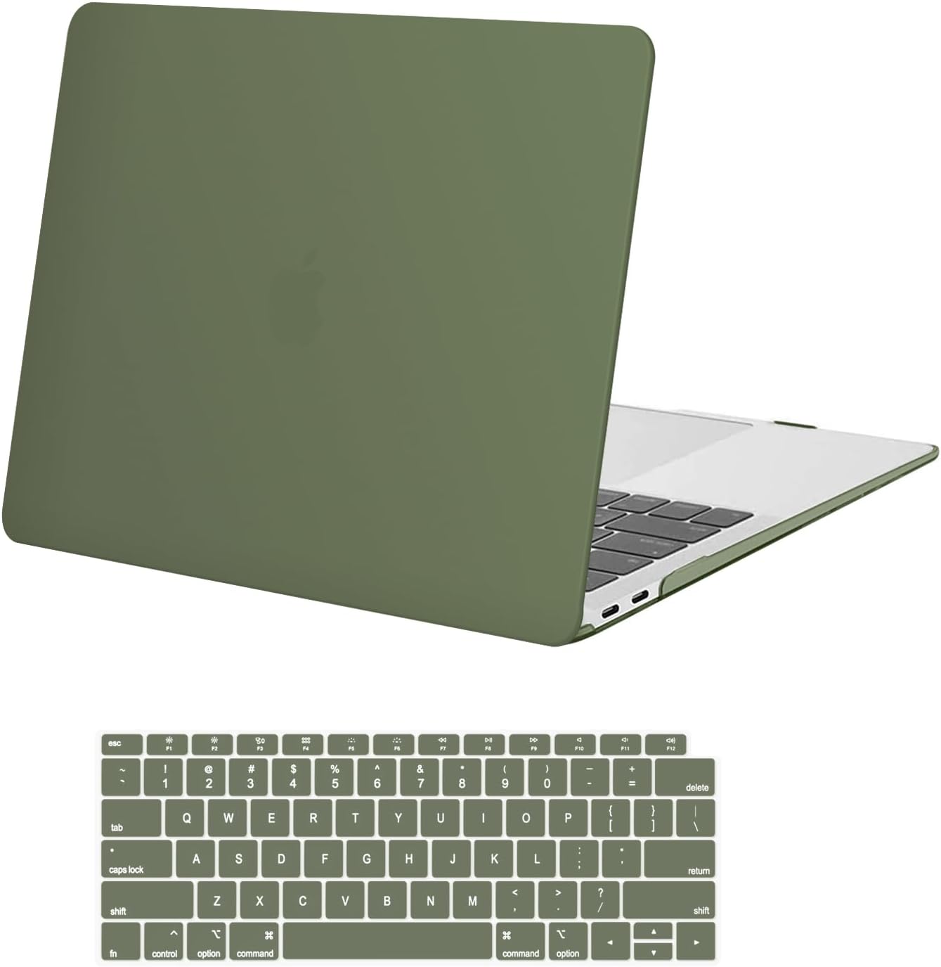 MOSISO Compatible with MacBook Air 13 inch Case M1 2021 2020 2019 2018 Release A2337 A2179 A1932 Touch ID, Plastic Hard Shell Cover&Keyboard Cover for MacBook Air 13.3 inch Case M1, Midnight Green