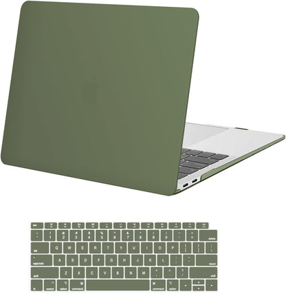 MOSISO Compatible with MacBook Air 13 inch Case M1 2021 2020 2019 2018 Release A2337 A2179 A1932 Touch ID, Plastic Hard Shell Cover&Keyboard Cover for MacBook Air 13.3 inch Case M1, Midnight Green