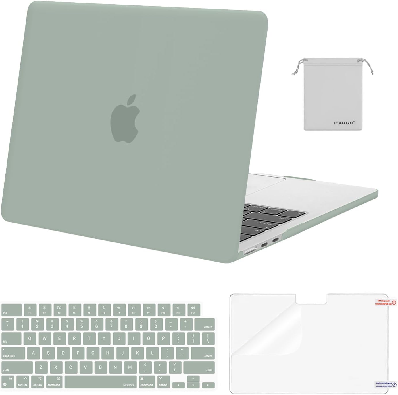 MOSISO Compatible with MacBook Air 13 inch Case M5 2026 M4 2025 M3 M2 2024-2022 A3449 A3240 A3113 A2681,Hard Shell&Keyboard Cover&Screen Film&Pouch for MacBook Air 13.6 inch Case, Crystal Clear