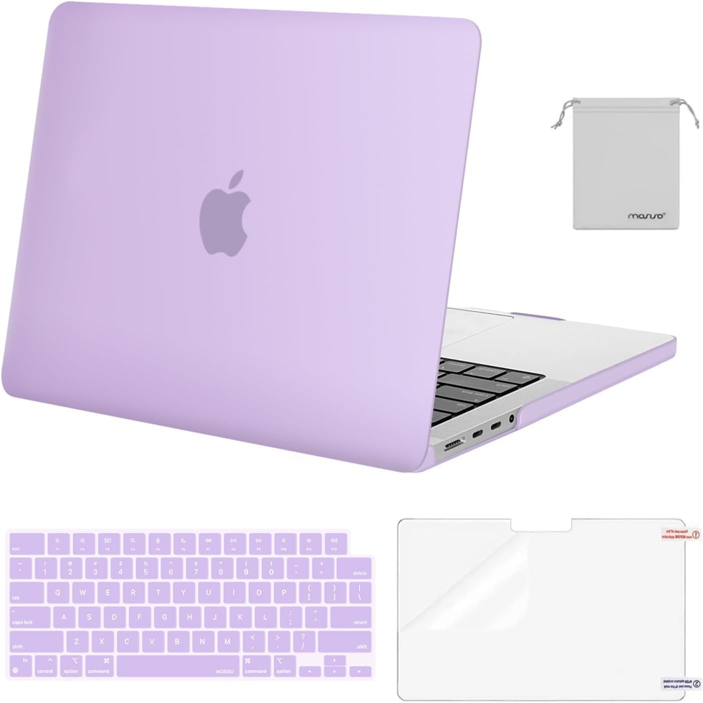 MOSISO Compatible with MacBook Pro 14 inch Case 2025 2024 2023 2022 2021 M4 M3 M2 M1 A3112 A3185 A3401 A2918 A2992 A2779 A2442, Plastic Hard Shell&Keyboard Cover&Screen Film&Pouch, Transparent