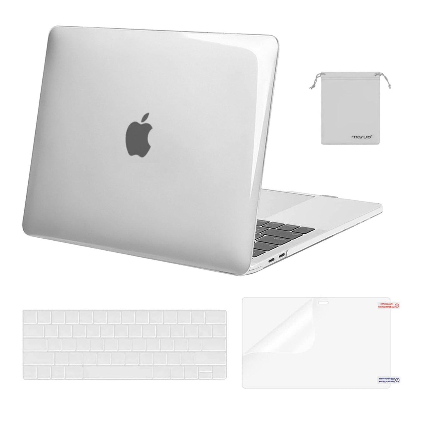 MOSISO Compatible with MacBook Pro 13 inch Case M2 2025, 2024, 2023, 2022-2016 A2338 M1 A2251 A2289 A2159 A1989 A1708 A1706, Plastic Hard Shell&Keyboard Cover&Screen Film&Storage Bag, Chalk Pink