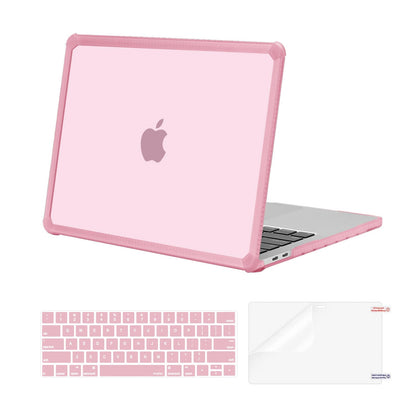 MOSISO Compatible with MacBook Pro 13 inch Case M2 2025-2016 A2338 M1 A2251 A2289 A2159 A1989 A1708 A1706, Anti-Cracking Heavy Duty Plastic TPU Bumper Hard Case&Keyboard Skin&Screen Film, Pink
