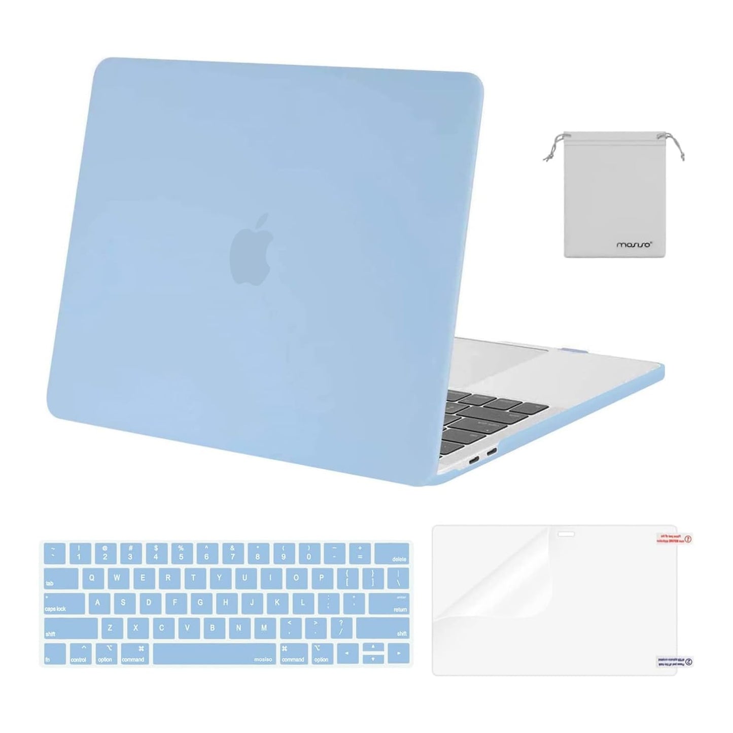 MOSISO Compatible with MacBook Pro 13 inch Case M2 2025, 2024, 2023, 2022-2016 A2338 M1 A2251 A2289 A2159 A1989 A1708 A1706, Plastic Hard Shell&Keyboard Cover&Screen Film&Storage Bag, Chalk Pink