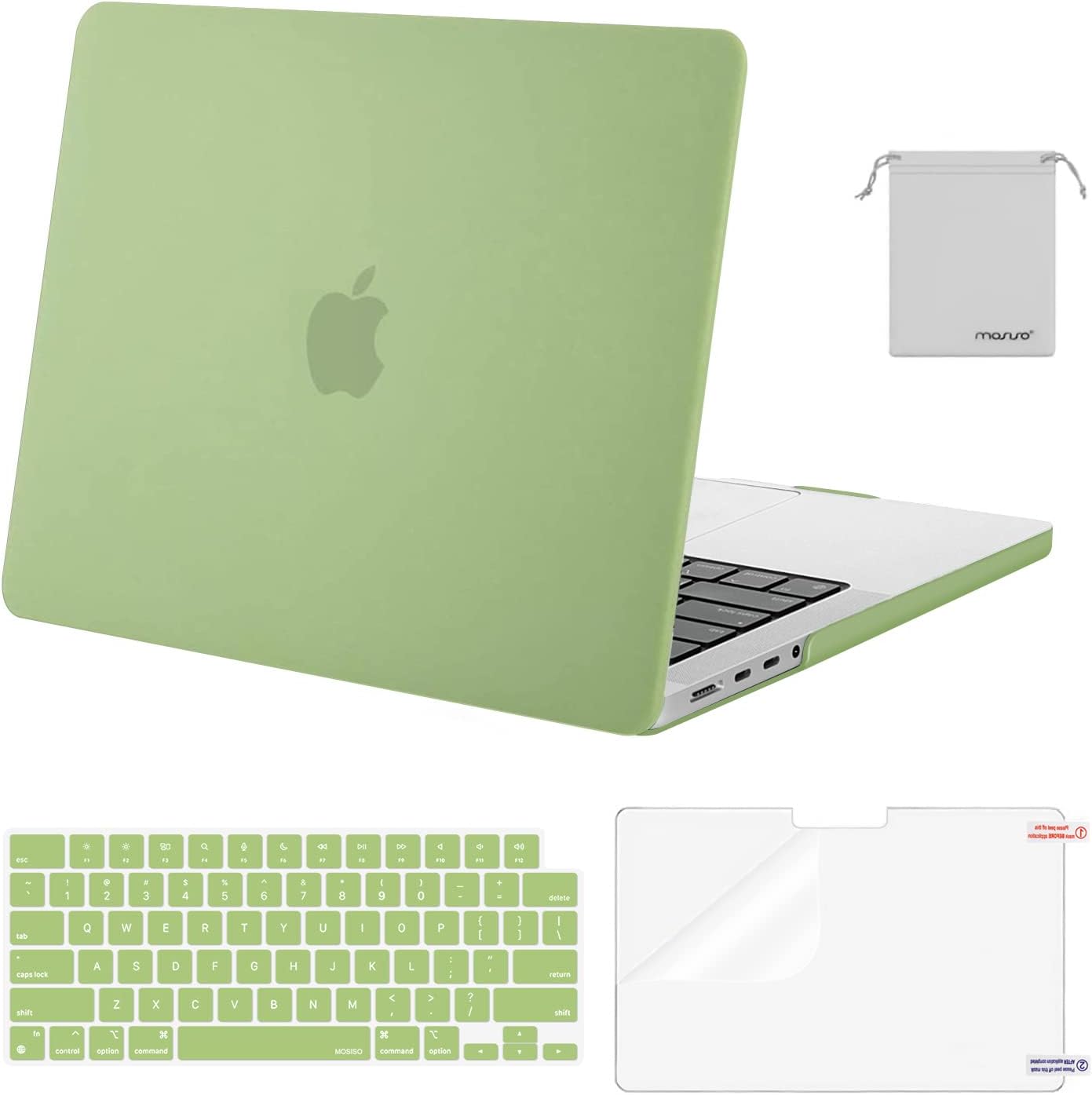 MOSISO Compatible with MacBook Pro 14 inch Case 2025 2024 2023 2022 2021 M4 M3 M2 M1 A3112 A3185 A3401 A2918 A2992 A2779 A2442, Plastic Hard Shell&Keyboard Cover&Screen Film&Pouch, Transparent