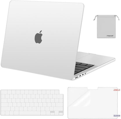 MOSISO Compatible with MacBook Pro 14 inch Case M5 2026 M4 2025 M3 M2 M1 2024-2021 A3427 A3426 A3434 A3112 A3185 A3401 A2918 A2992 A2779 A2442,Hard Case&Keyboard Skin&ScreenFilm&Pouch, Rose Quartz