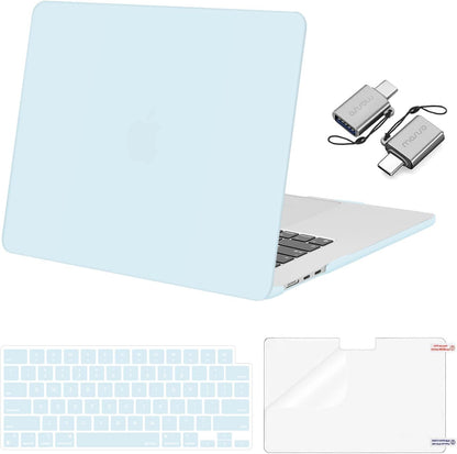 MOSISO Compatible with MacBook Air 15 inch Case M5-M2 2026-2023 A3448 A3241 A3114 A2941, Hard Shell&Keyboard Cover&Screen Film&Type C, Great for Study Travel Work