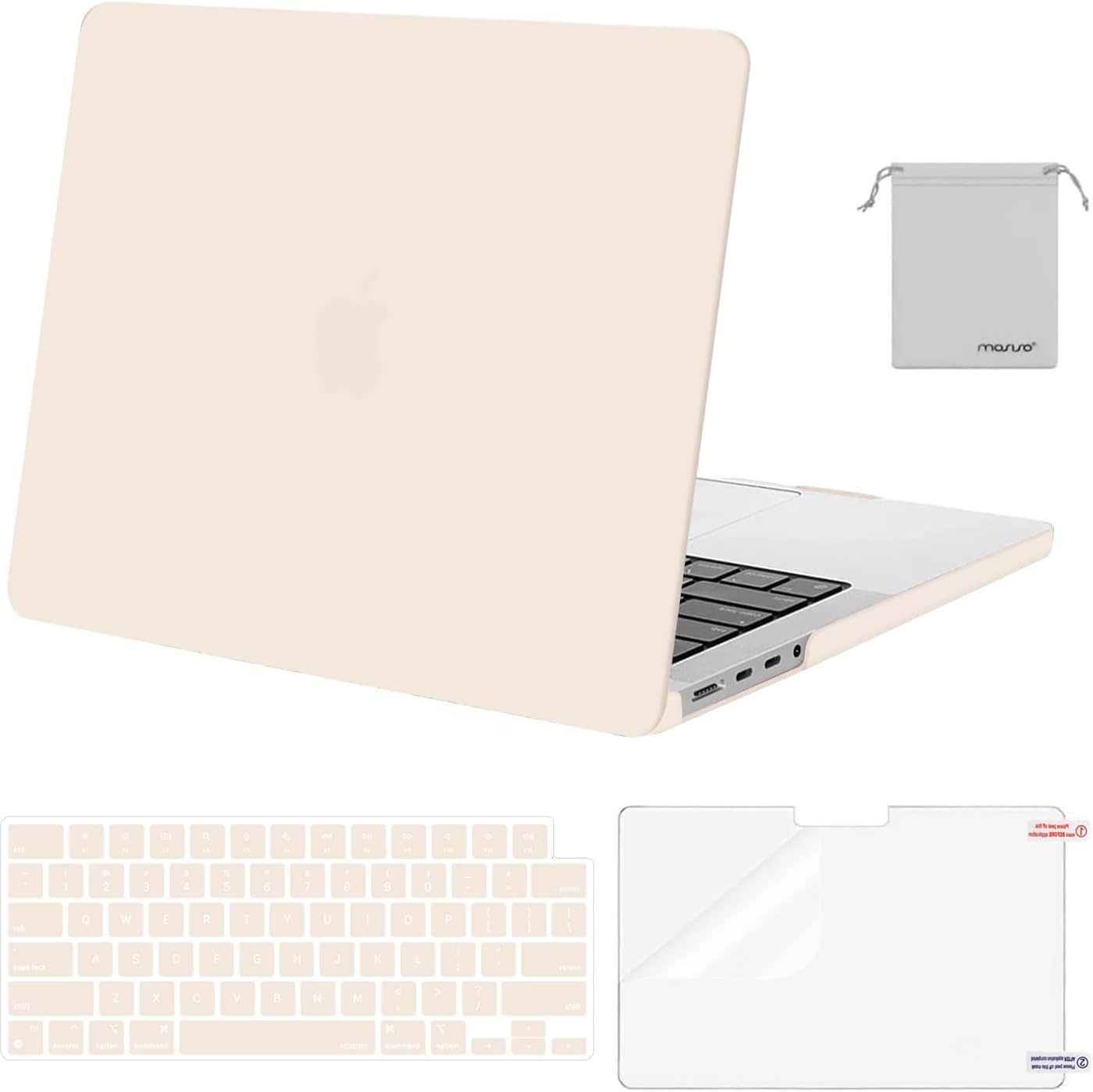 MOSISO Compatible with MacBook Pro 14 inch Case M5 2026 M4 2025 M3 M2 M1 2024-2021 A3427 A3426 A3434 A3112 A3185 A3401 A2918 A2992 A2779 A2442,Hard Case&Keyboard Skin&ScreenFilm&Pouch, Rose Quartz