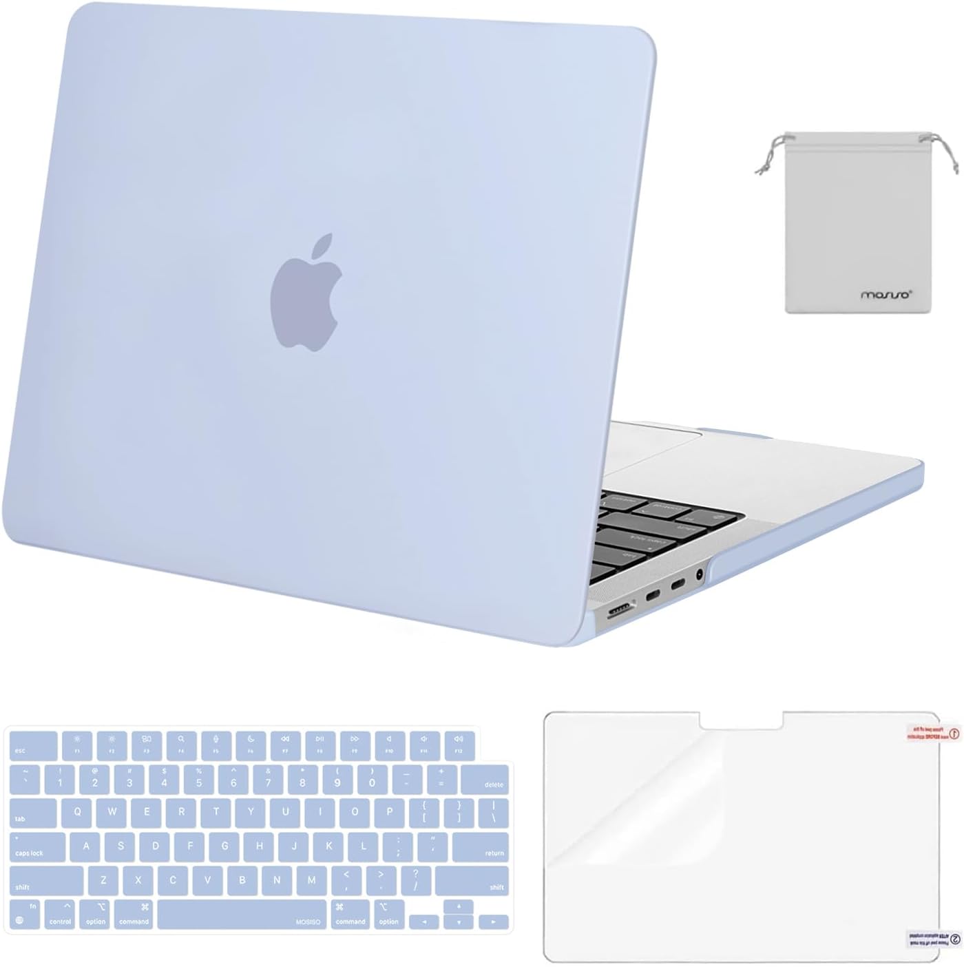 MOSISO Compatible with MacBook Pro 14 inch Case 2025 2024 2023 2022 2021 M4 M3 M2 M1 A3112 A3185 A3401 A2918 A2992 A2779 A2442, Plastic Hard Shell&Keyboard Cover&Screen Film&Pouch, Transparent