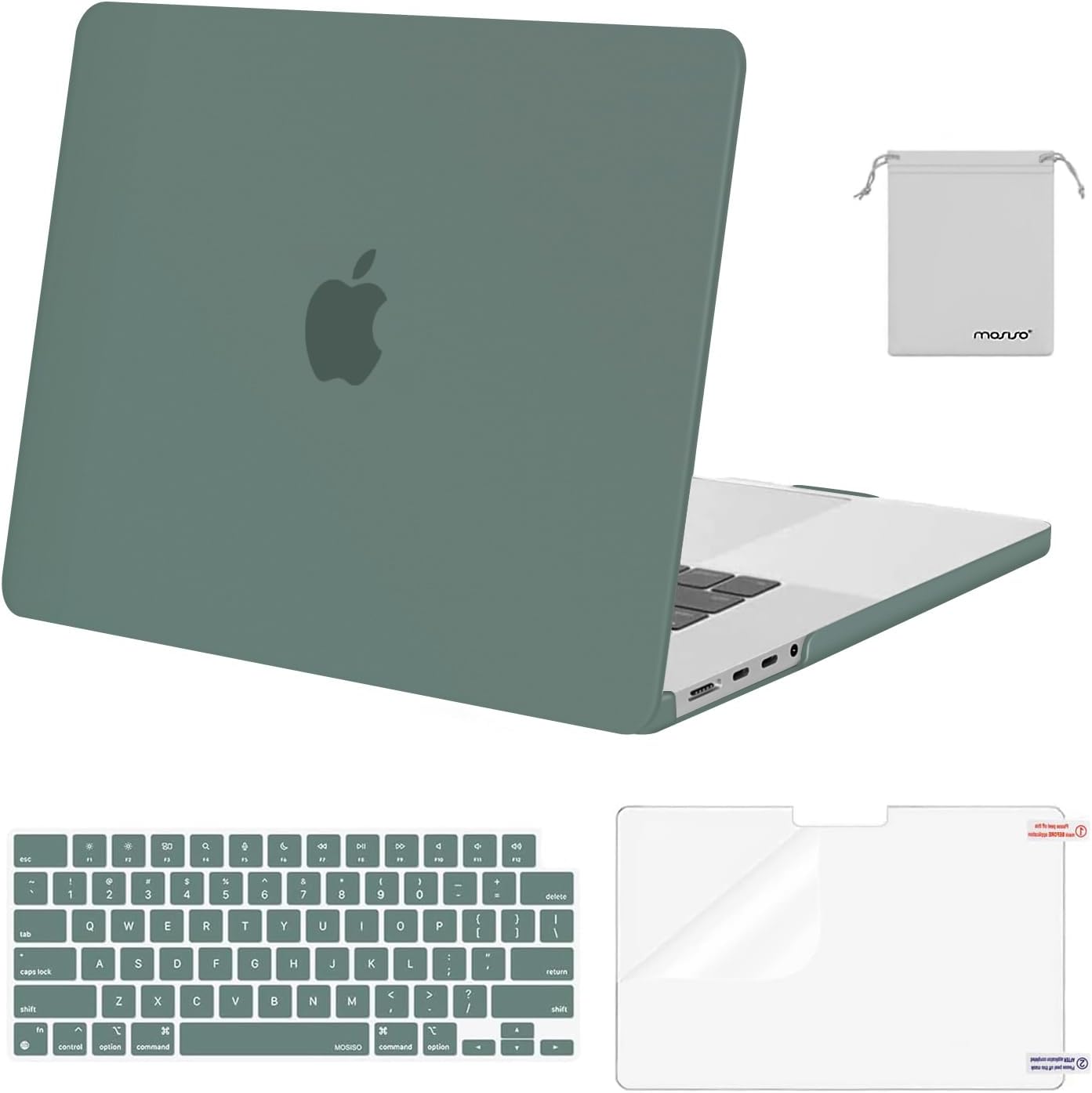 MOSISO Compatible with MacBook Pro 16 inch Case M5 2026 M4 2025 M3 M2 M1 2024-2021 A3429 A3428 A3403 A3186 A2991 A2780 A2485, Protective Hard Shell&Keyboard Cover&Screen Film&Pouch