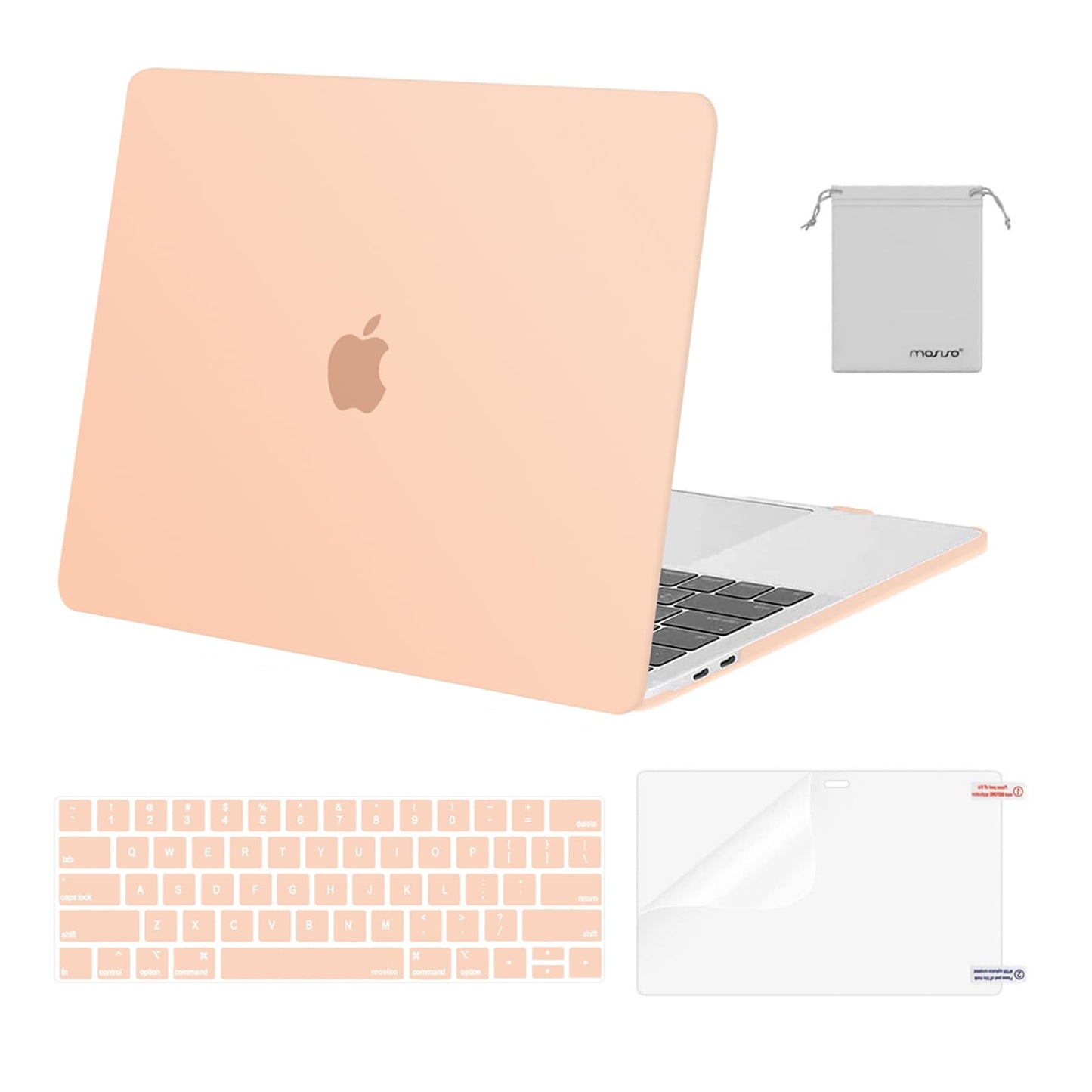 MOSISO Compatible with MacBook Pro 13 inch Case M2 2025, 2024, 2023, 2022-2016 A2338 M1 A2251 A2289 A2159 A1989 A1708 A1706, Plastic Hard Shell&Keyboard Cover&Screen Film&Storage Bag, Chalk Pink