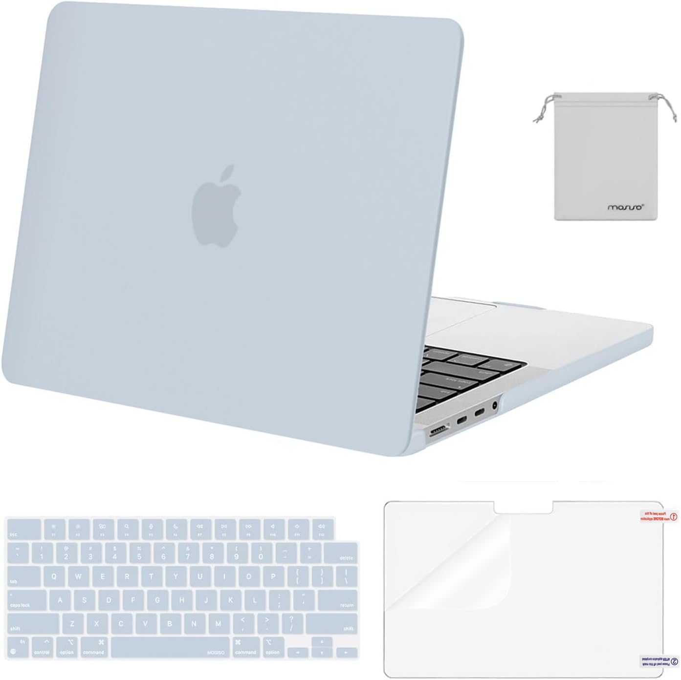 MOSISO Compatible with MacBook Pro 14 inch Case 2025 2024 2023 2022 2021 M4 M3 M2 M1 A3112 A3185 A3401 A2918 A2992 A2779 A2442, Plastic Hard Shell&Keyboard Cover&Screen Film&Pouch, Transparent